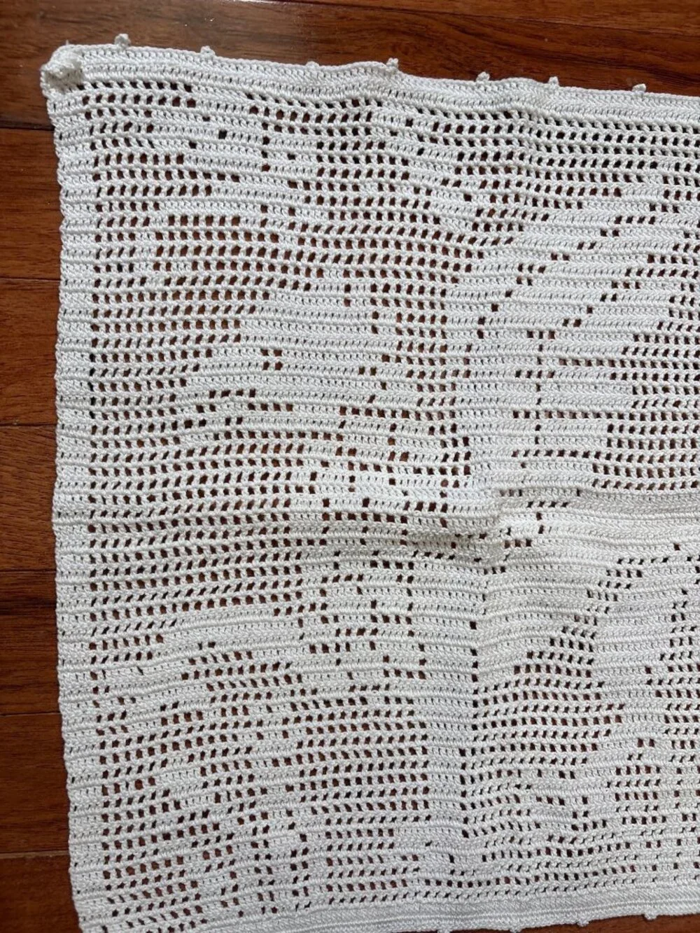 Handmade Crochet Lace Panel Cream 14x15